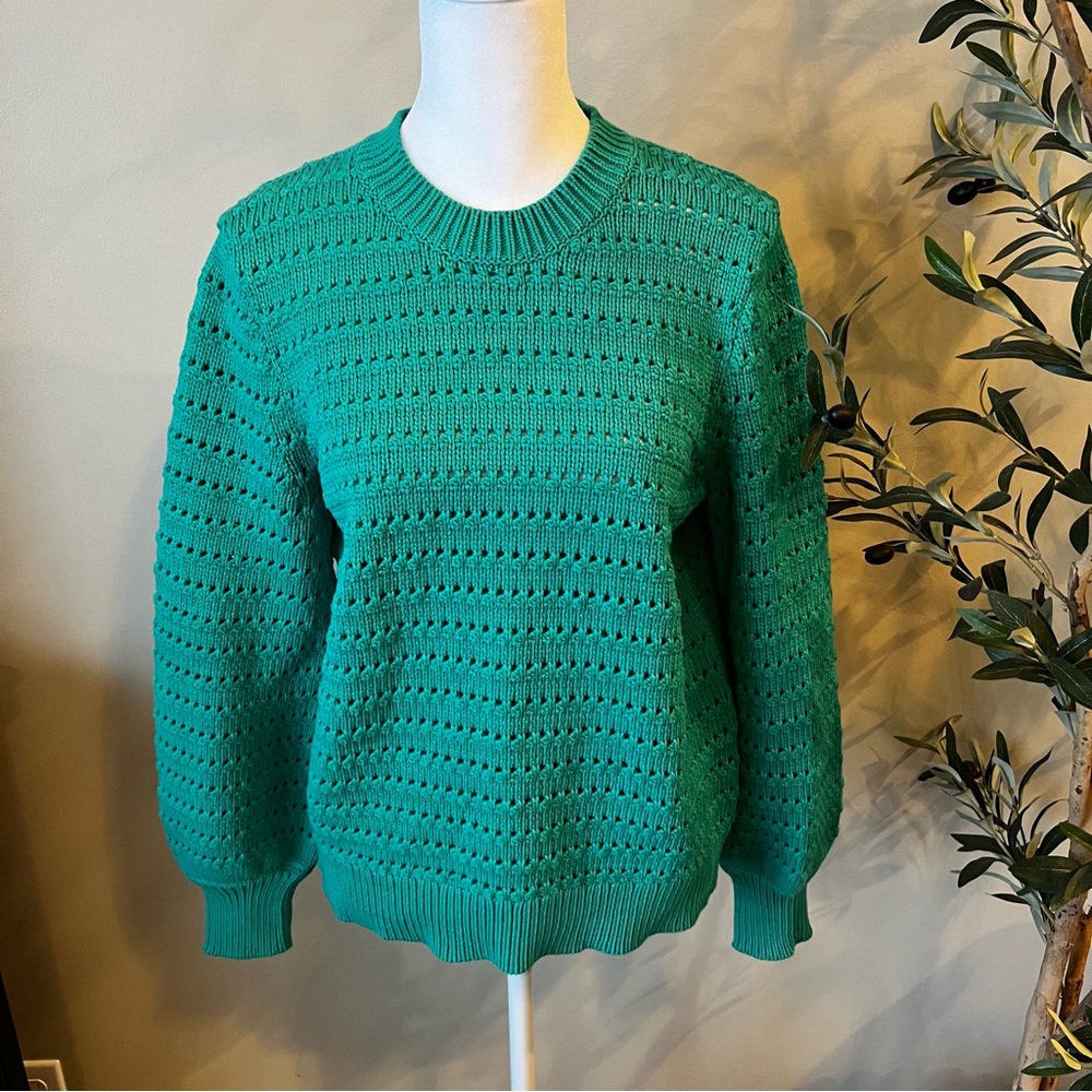 J. Crew Balloon Sleeve Pointelle Sweater
